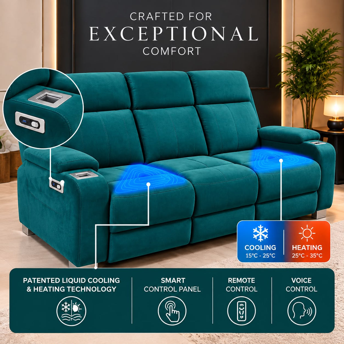 Climate Controlled Smart Recliner - 3 Seater